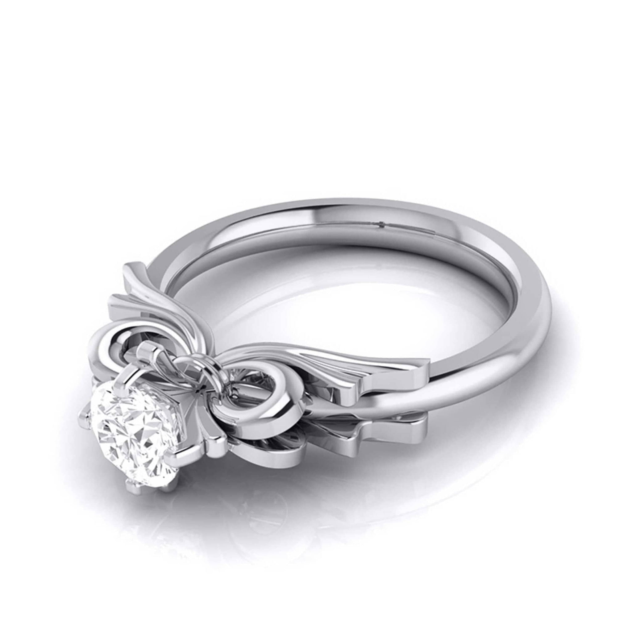 Jewelove™ Rings J VS / Women's Band only 30-Pointer Solitaire Designer Bow Platinum Ring JL PT G 108