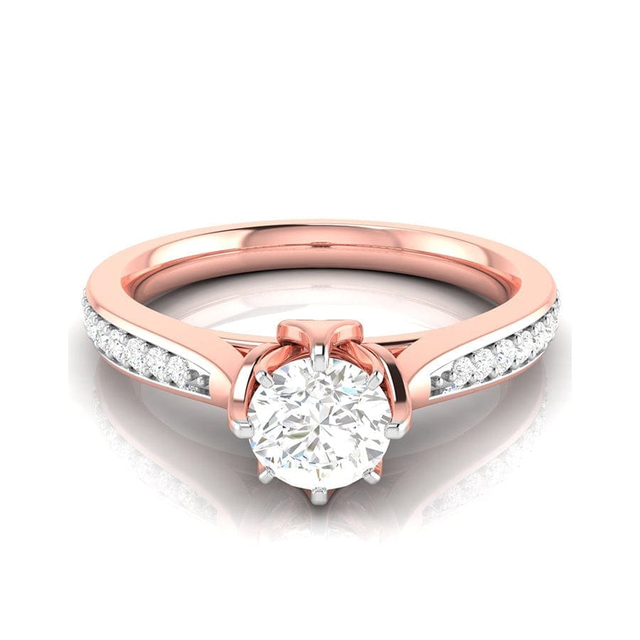 Jewelove™ Rings Women's Band only 30-Pointer Solitaire Diamond Shank 18K Rose Gold Solitaire Ring JL AU G 109R