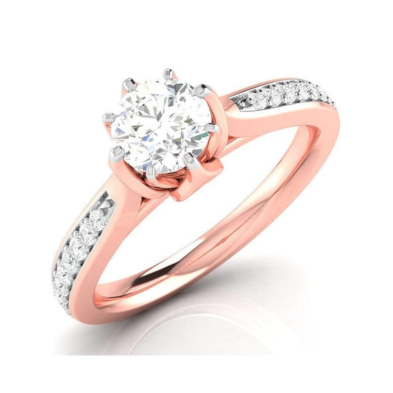 Jewelove™ Rings Women's Band only 30-Pointer Solitaire Diamond Shank 18K Rose Gold Solitaire Ring JL AU G 109R