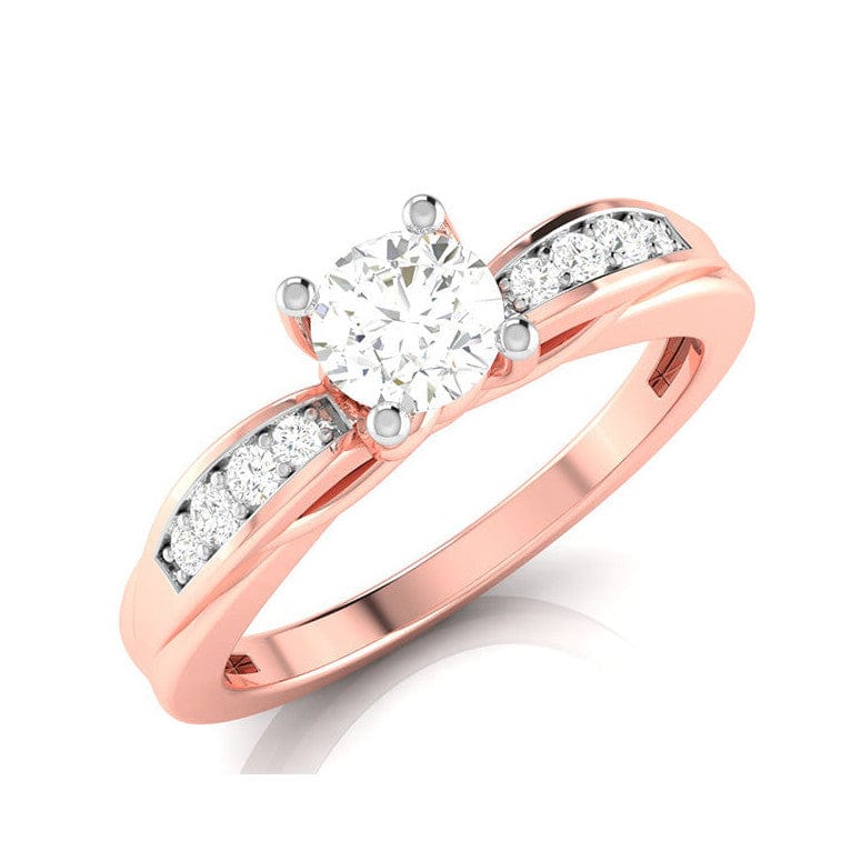 Jewelove™ Rings Women's Band only / VS J 30-Pointer Solitaire Diamond Shank 18K Rose Gold with Hidden Heart JL AU G 118R