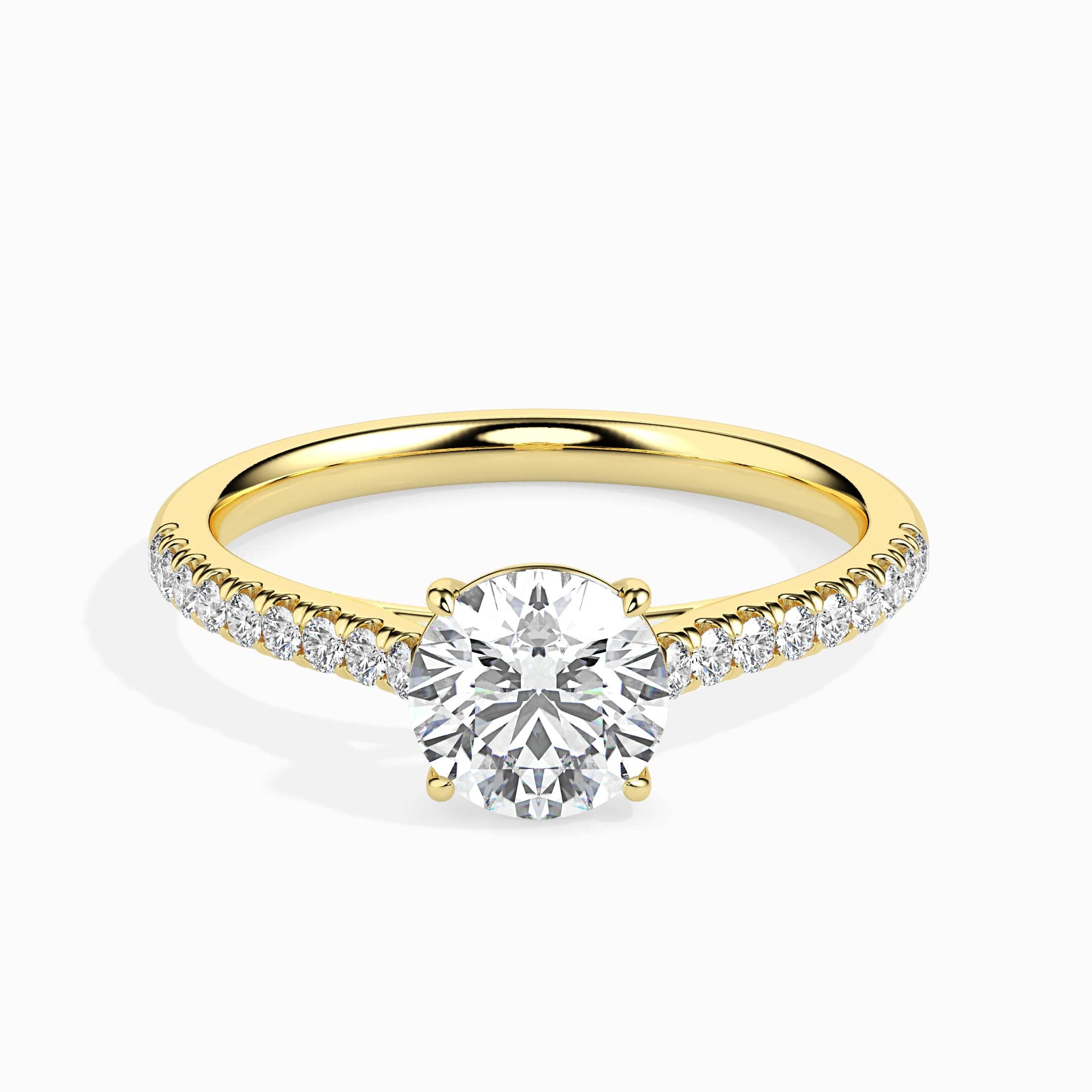 Jewelove™ Rings Women's Band only / VS J 30-Pointer Solitaire Diamond Shank 18K Yellow Gold Ring JL AU 19011Y