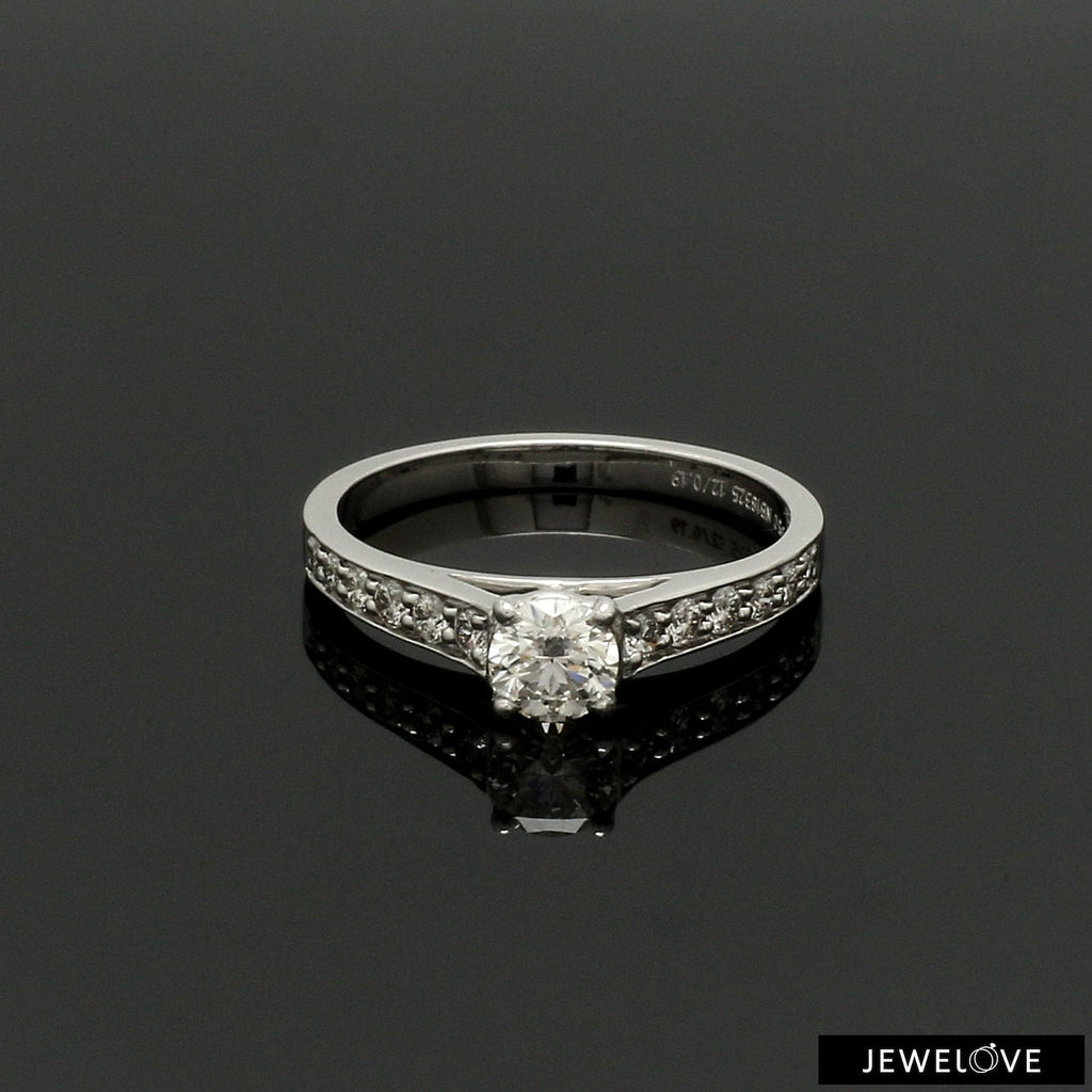 Jewelove™ Rings J VS / Women's Band only 30-Pointer Solitaire Diamond Shank Platinum Ring JL PT 1324