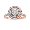 Jewelove™ Rings Women's Band only / VS J 30-Pointer Solitaire Double Halo Diamond Shank 18K Rose Gold Ring JL AU 1302R