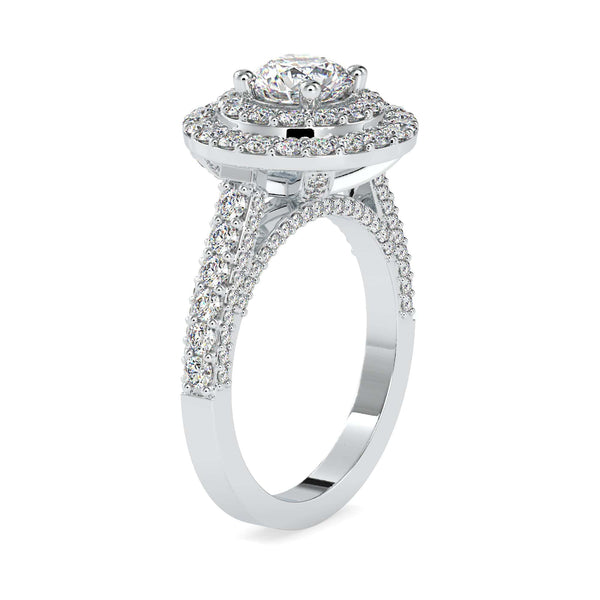 Jewelove™ Rings VS J / Women's Band only 30-Pointer Solitaire Double Halo Diamond Shank Platinum Ring JL PT 0122