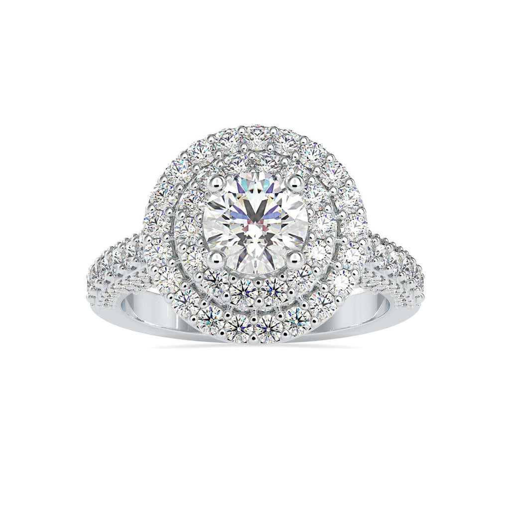 Jewelove™ Rings VS J / Women's Band only 30-Pointer Solitaire Double Halo Diamond Shank Platinum Ring JL PT 0122