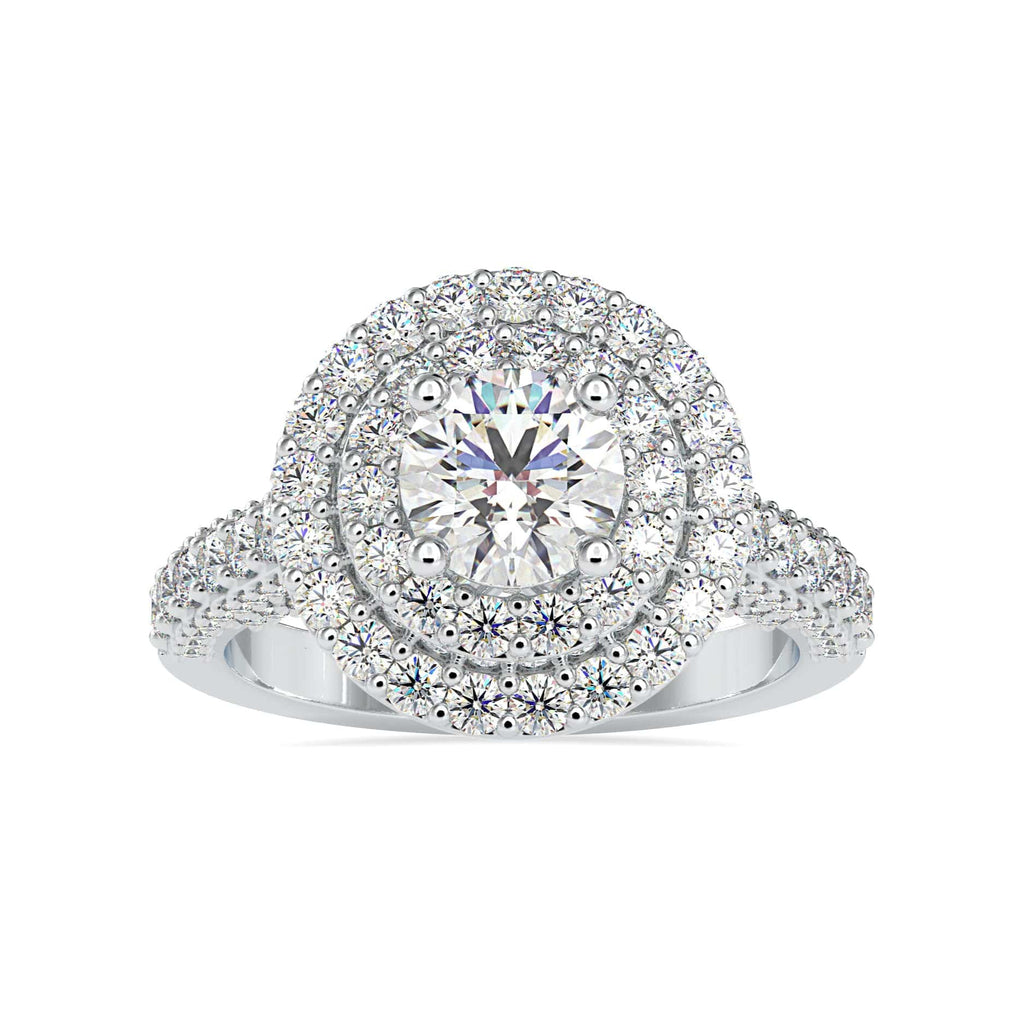 30 Pointer 30-Pointer Solitaire Double Halo Diamond Shank Platinum Ring JL PT 012 ...