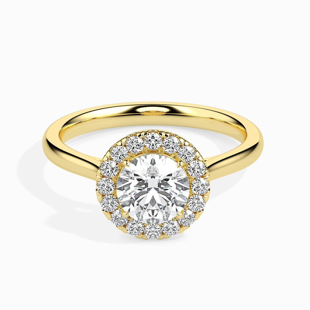 Jewelove™ Rings Women's Band only / VS J 30-Pointer Solitaire Halo Diamond Shank 18K Yellow Gold Ring JL AU 1169Y
