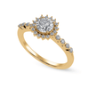 Jewelove™ Rings Women's Band only / VS J 30-Pointer Solitaire Halo Diamond Shank 18K Yellow Gold Ring JL AU 1247Y