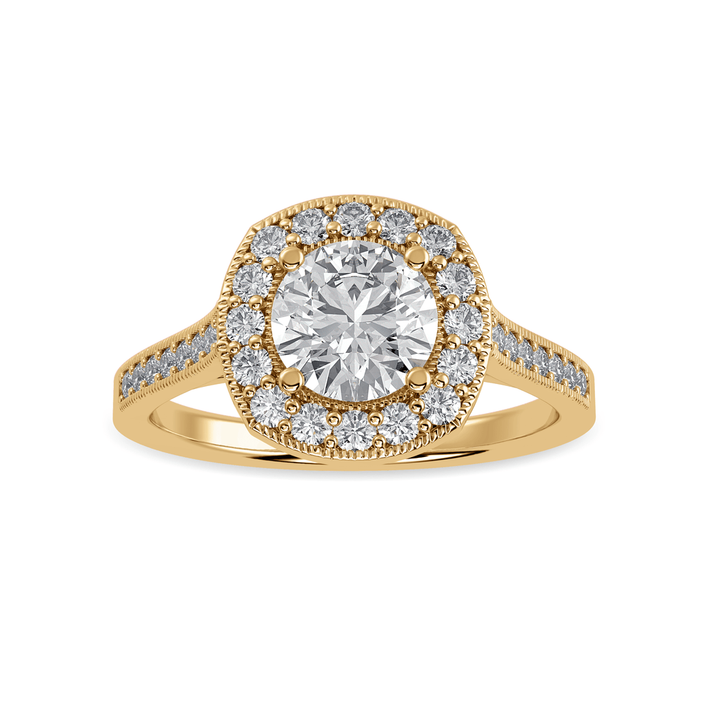 30 Pointer 30-Pointer Solitaire Halo Diamond Shank 18K Yellow Gold Ring JL AU 133 ...