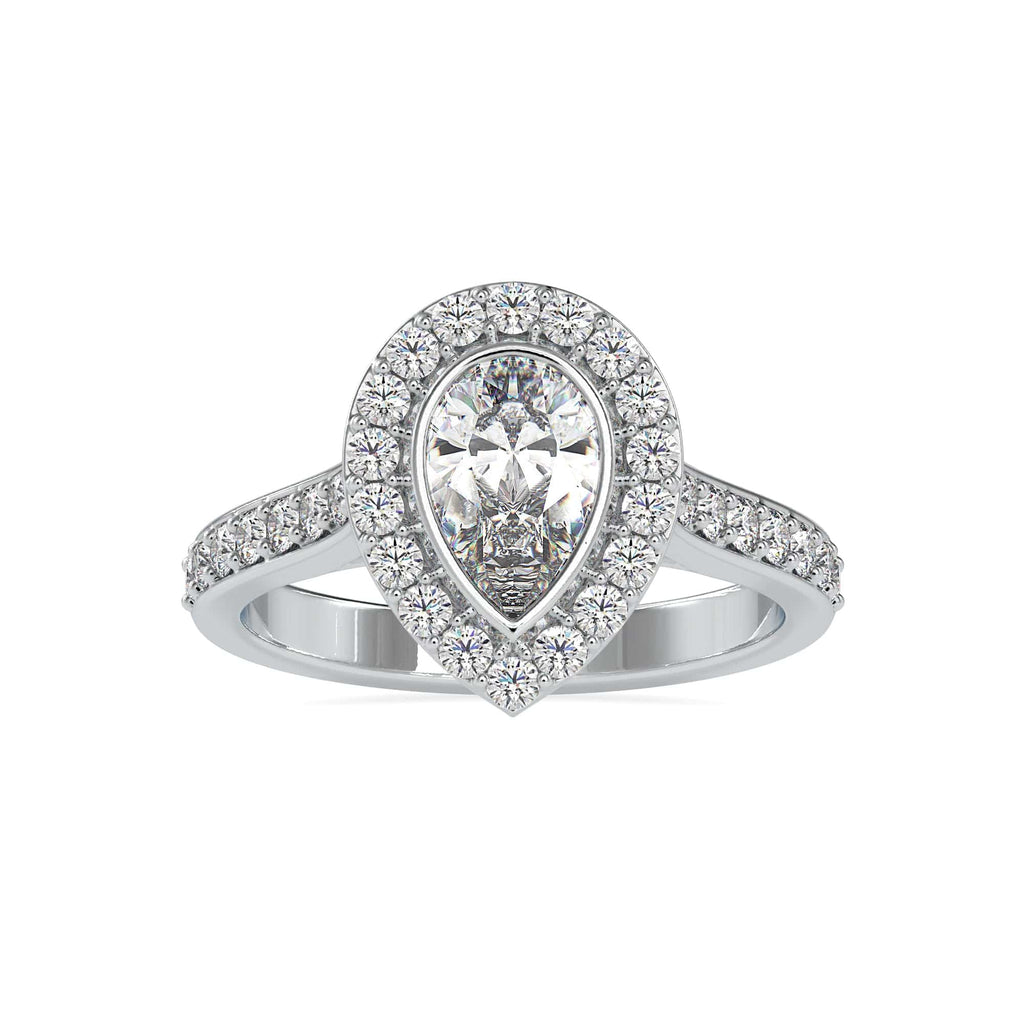 Jewelove™ Rings VS I / Women's Band only 30-Pointer Solitaire Halo Diamond Shank Platinum Engagement Ring JL PT 0055