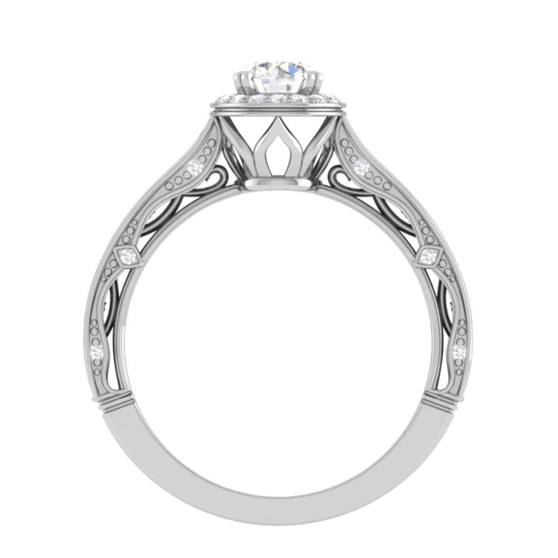Jewelove™ Rings VS J / Women's Band only 30-Pointer Solitaire Halo Diamond Shank Platinum Ring for Women JL PT RV RD 137-A