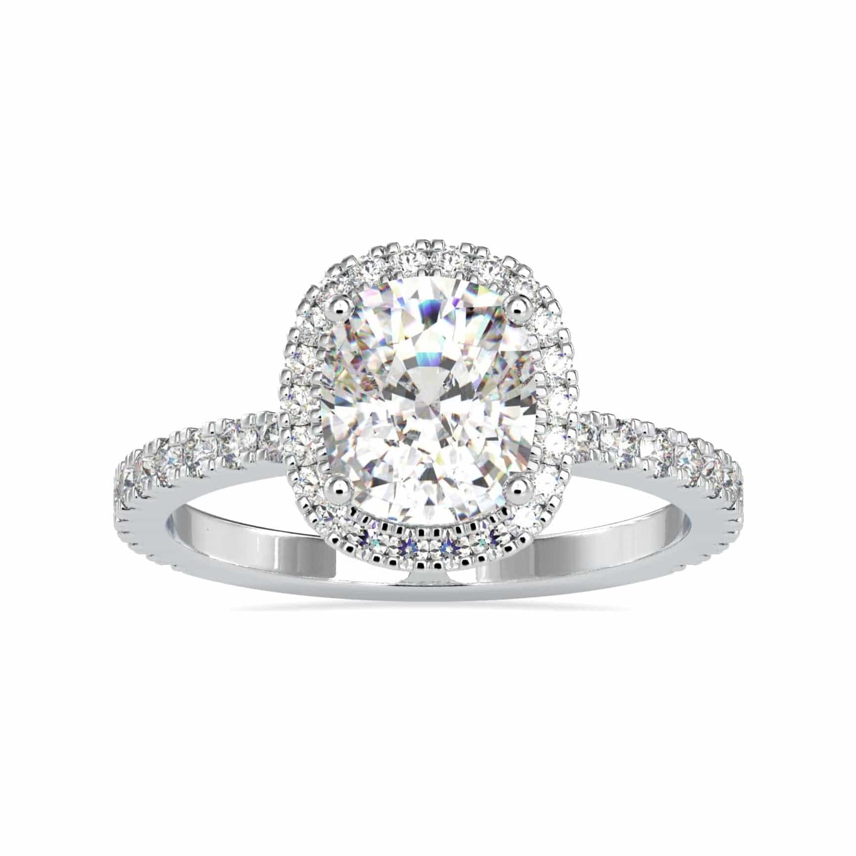 Jewelove™ Rings VS I / Women's Band only 30-Pointer Solitaire Halo Diamond Shank Platinum Ring JL PT 0162