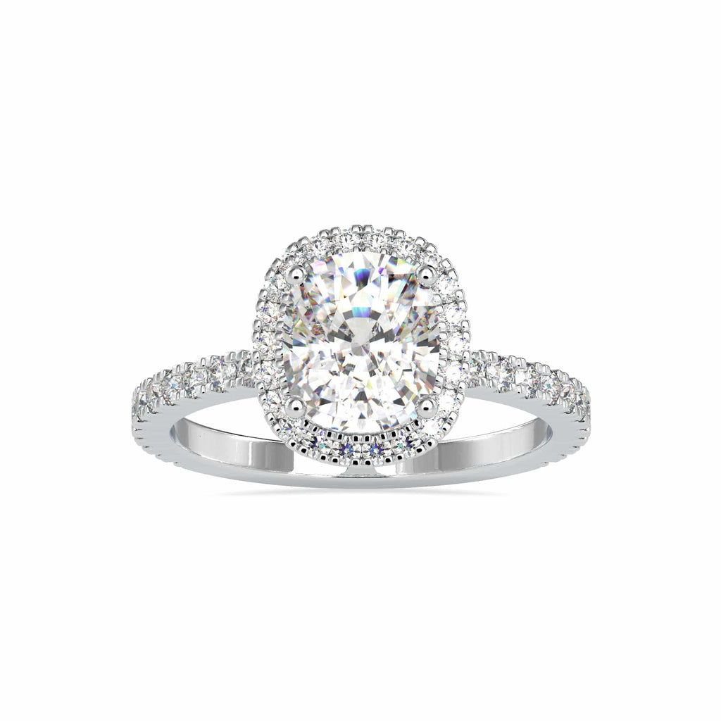 Jewelove™ Rings VS I / Women's Band only 30-Pointer Solitaire Halo Diamond Shank Platinum Ring JL PT 0162