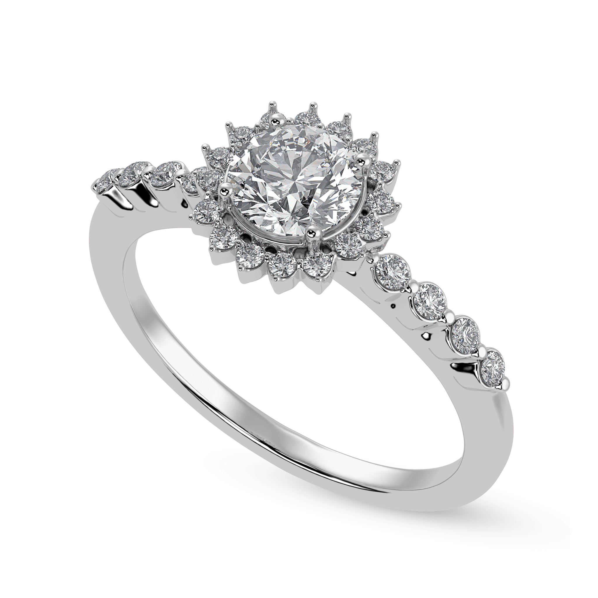 Jewelove™ Rings J VS / Women's Band only 30-Pointer Solitaire Halo Diamond Shank Platinum Ring JL PT 1247