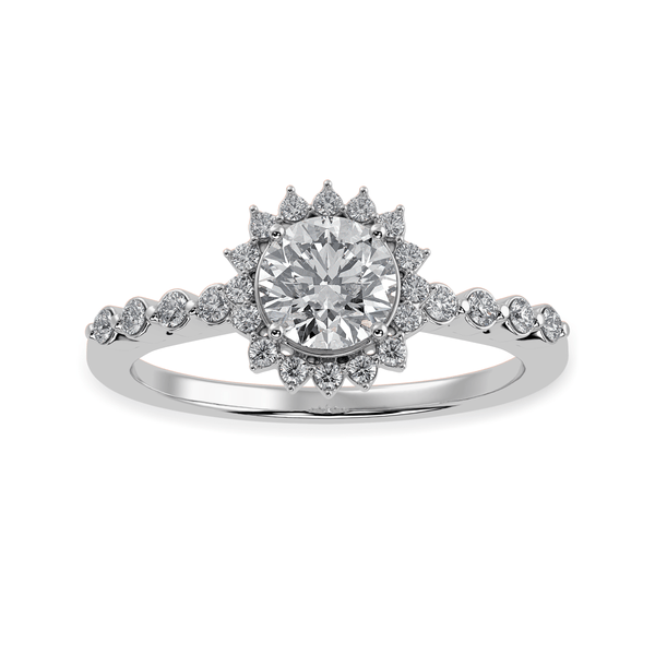 Jewelove™ Rings J VS / Women's Band only 30-Pointer Solitaire Halo Diamond Shank Platinum Ring JL PT 1247