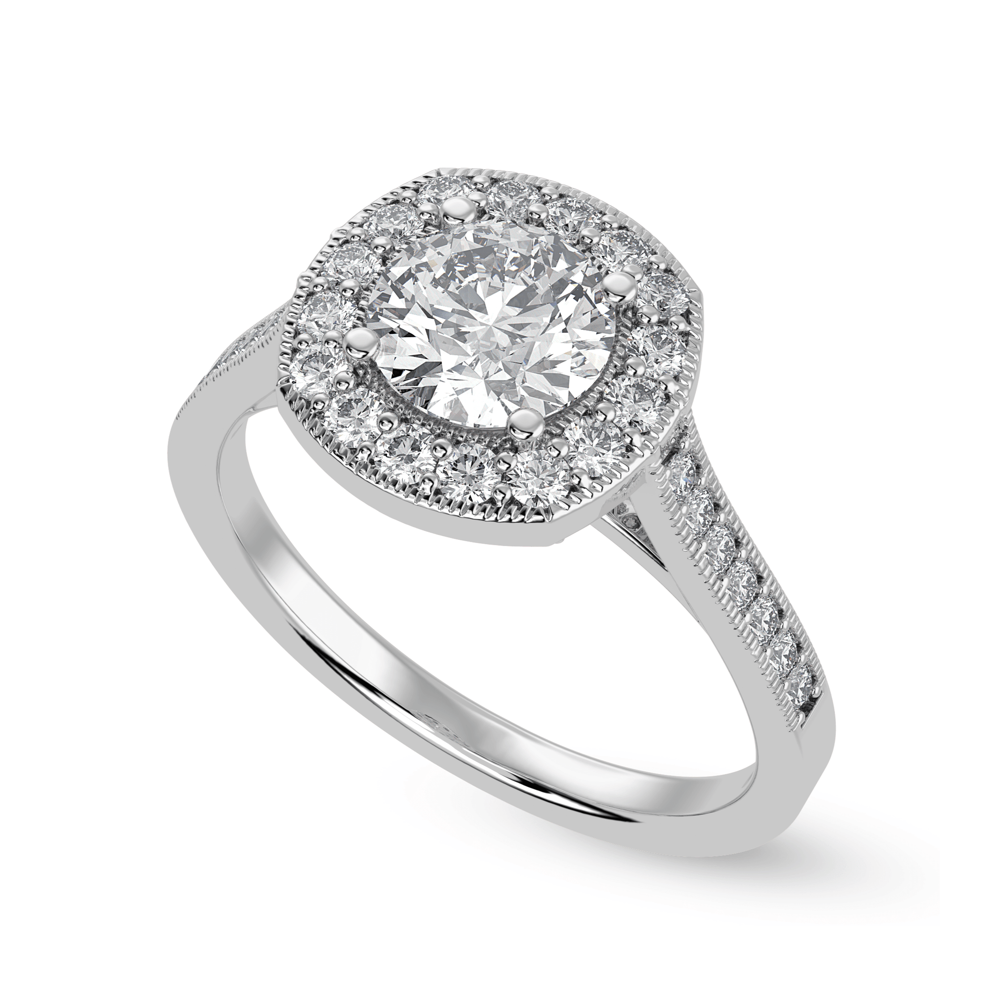 Jewelove™ Rings J VS / Women's Band only 30-Pointer Solitaire Halo Diamond Shank Platinum Ring JL PT 1332