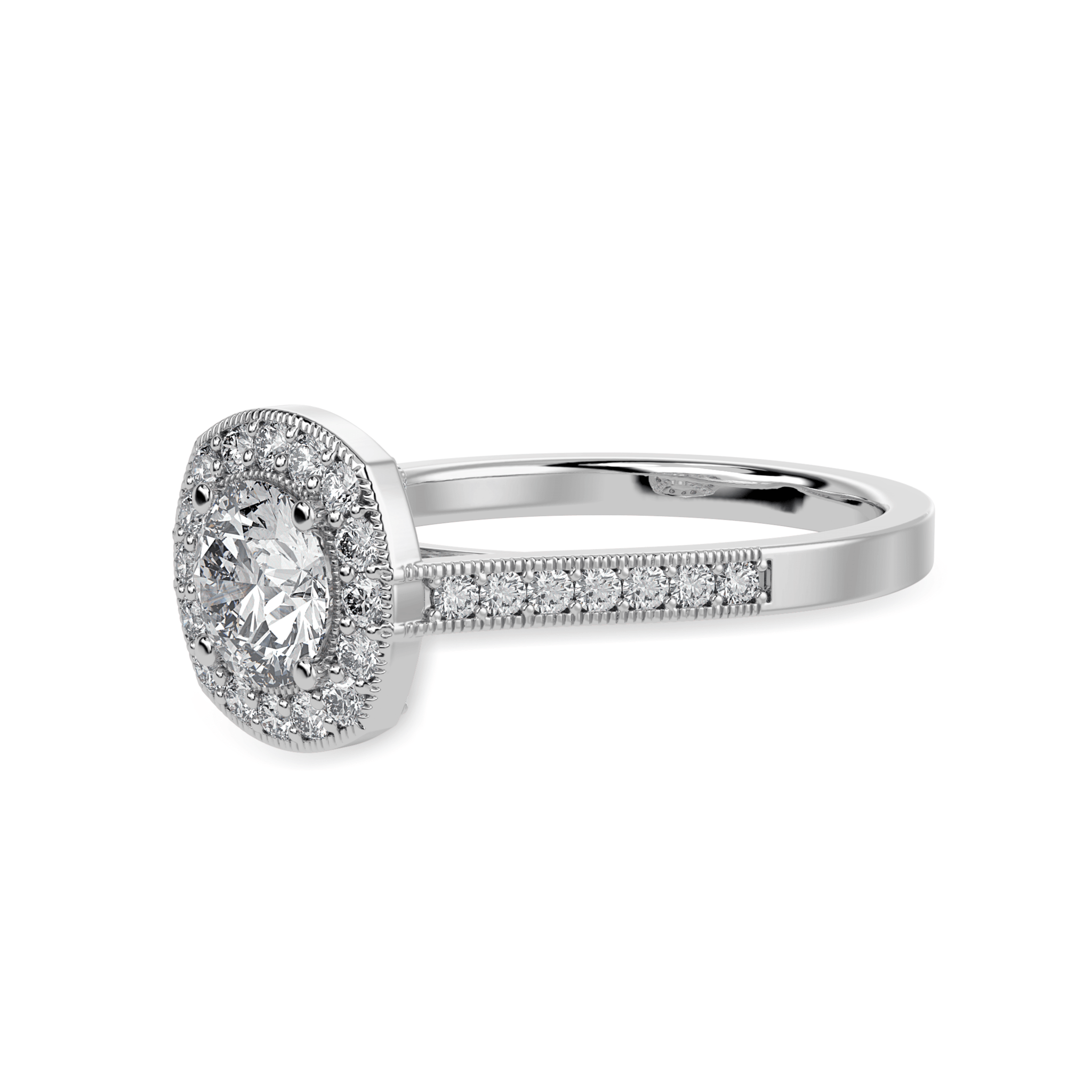 Jewelove™ Rings J VS / Women's Band only 30-Pointer Solitaire Halo Diamond Shank Platinum Ring JL PT 1332