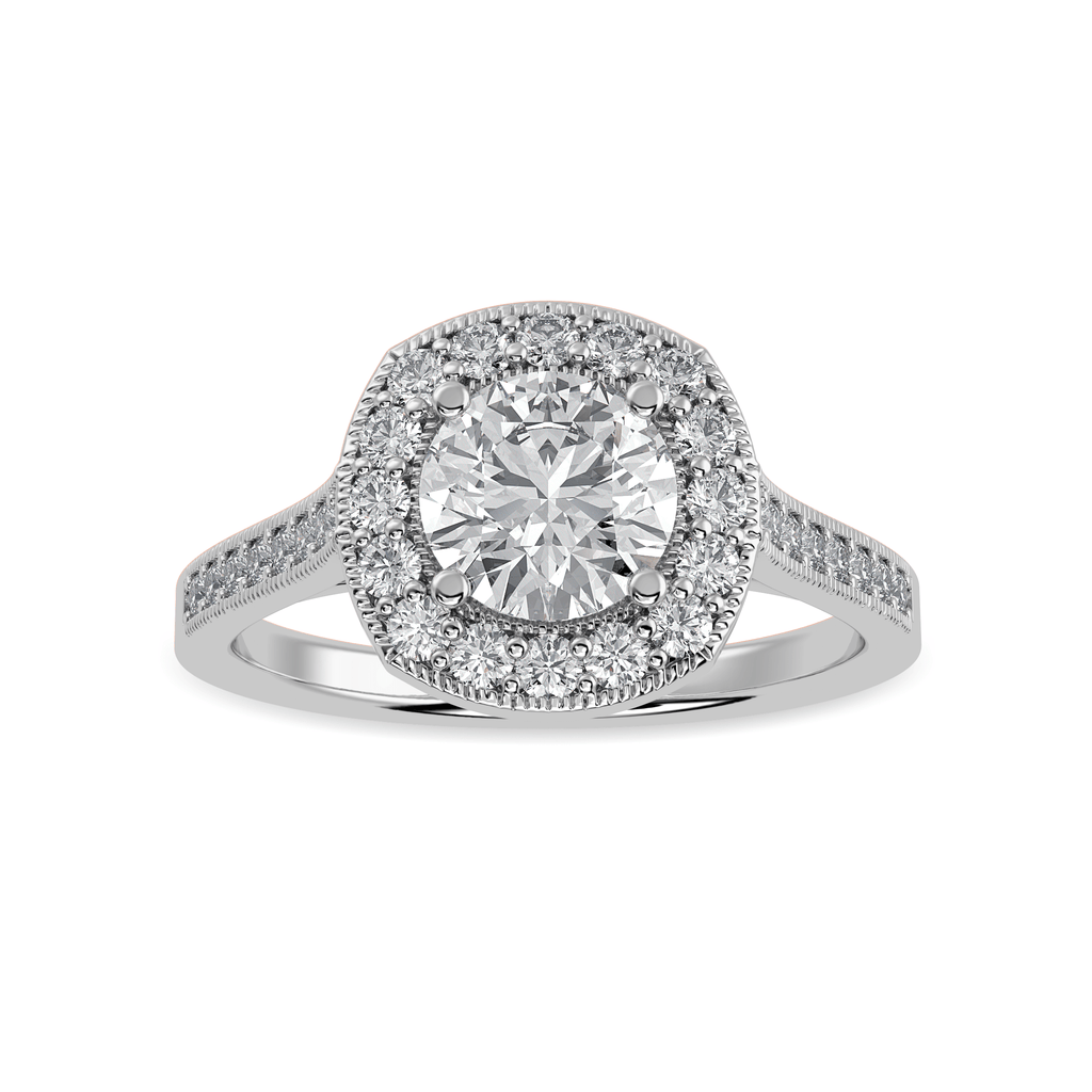 Jewelove™ Rings J VS / Women's Band only 30-Pointer Solitaire Halo Diamond Shank Platinum Ring JL PT 1332