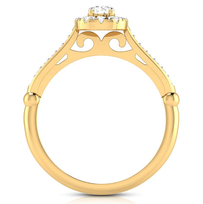 Jewelove™ Rings Women's Band only / VS J 30-Pointer Solitaire Halo Diamond Shank Yellow Gold Ring JL AU G 103Y
