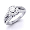 Jewelove™ Rings Women's Band only / VS J 30-Pointer Solitaire Halo Diamond Split Shank Ring JL PT G 102-B