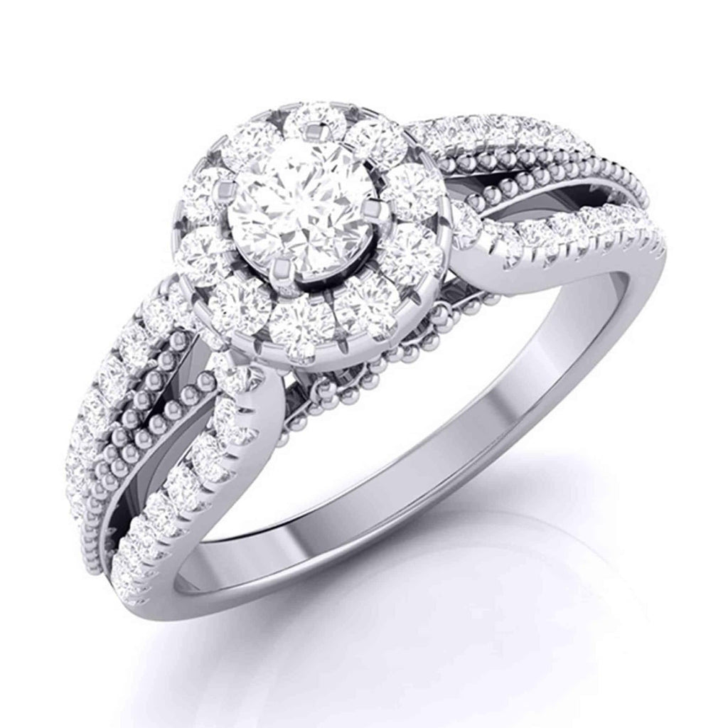 30 Pointer 30-Pointer Solitaire Halo Diamond Split Shank Ring JL PT G 102-B ...