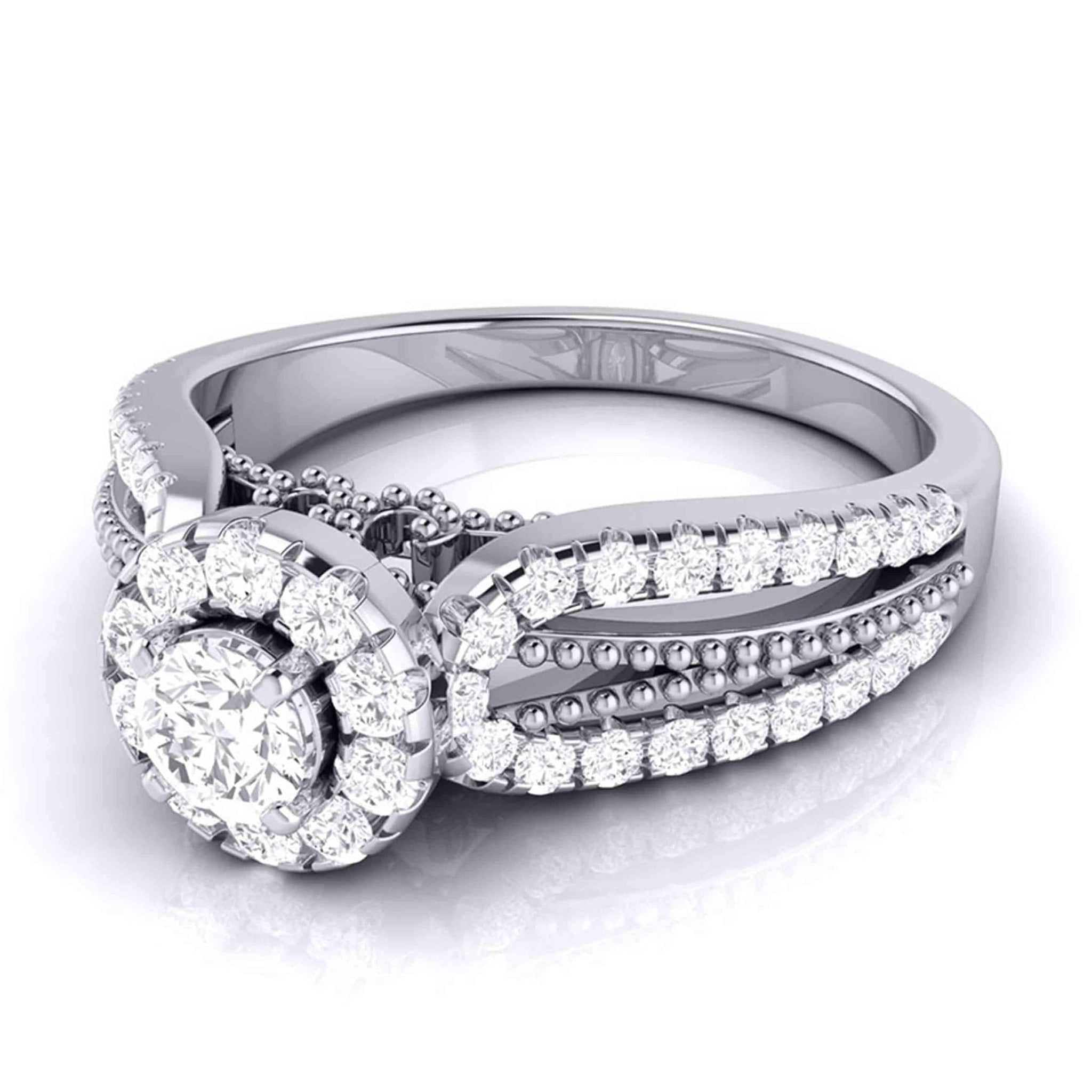 30 Pointer 30-Pointer Solitaire Halo Diamond Split Shank Ring JL PT G 102-B ...