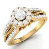 Jewelove™ Rings Women's Band only / VS J 30-Pointer Solitaire Halo Diamond Split Shank Yellow Gold Ring JL AU G 102Y