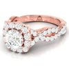 Jewelove™ Rings 30-Pointer Solitaire Halo Diamond Twisted Shank 18K Rose Gold Ring JL AU G 101