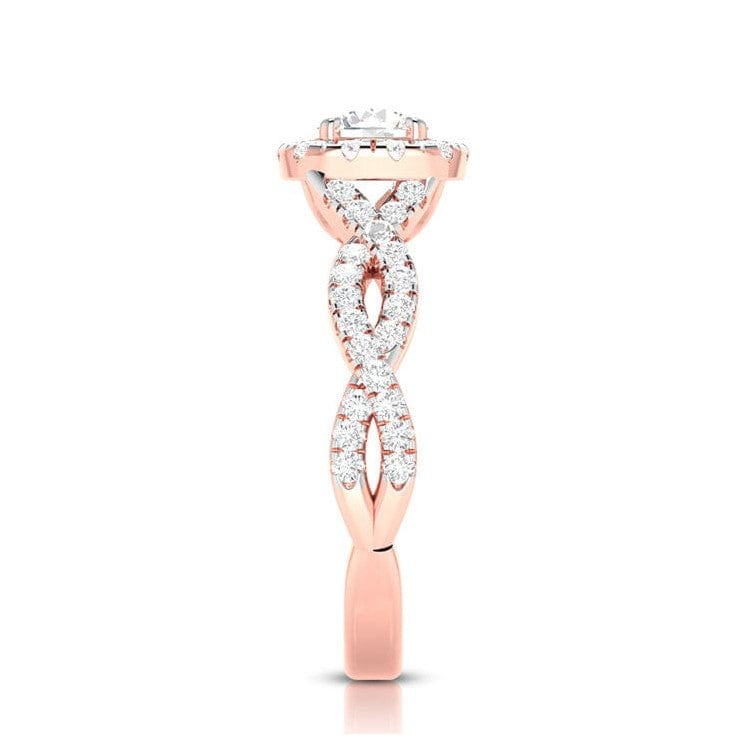 Jewelove™ Rings Women's Band only / VS J 30-Pointer Solitaire Halo Diamond Twisted Shank 18K Rose Gold Ring JL AU G 101R