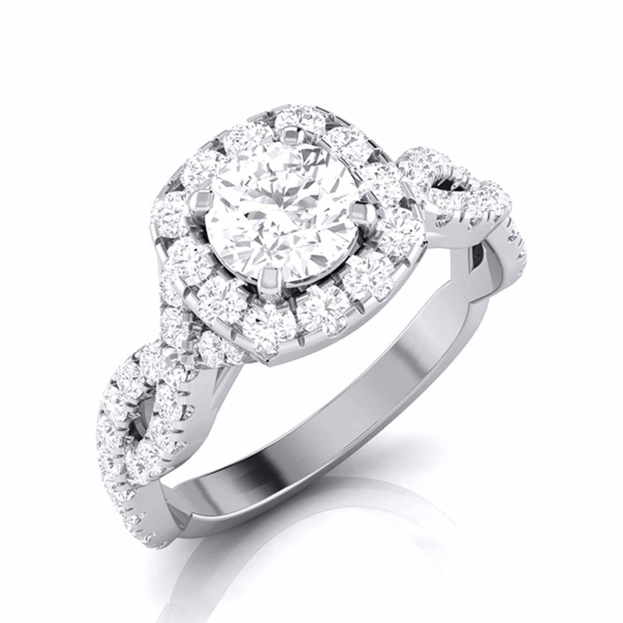 Jewelove™ Rings J VS / Women's Band only 30-Pointer Solitaire Halo Diamond Twisted Shank Engagement Ring for Women JL PT G 101