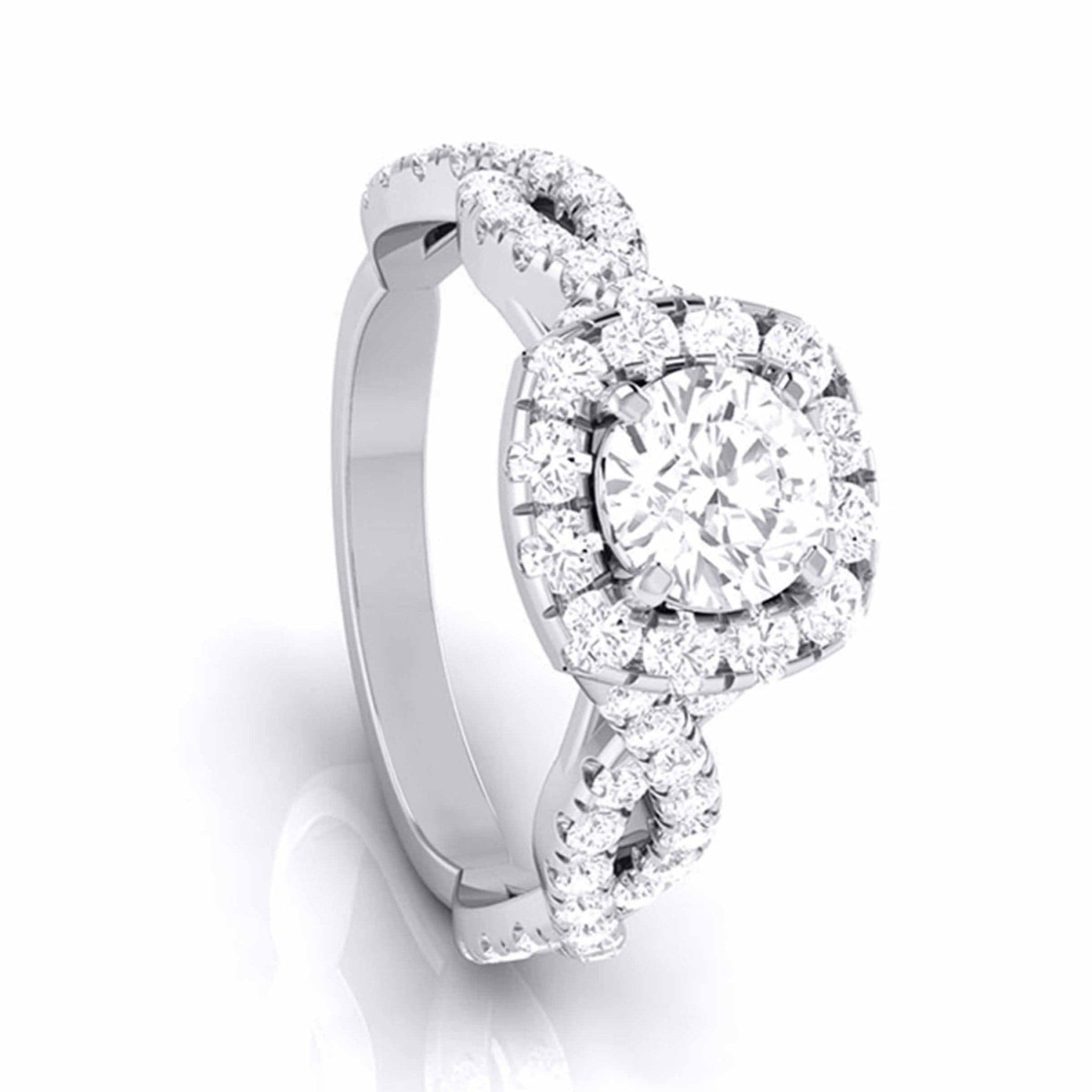 Jewelove™ Rings J VS / Women's Band only 30-Pointer Solitaire Halo Diamond Twisted Shank Engagement Ring for Women JL PT G 101