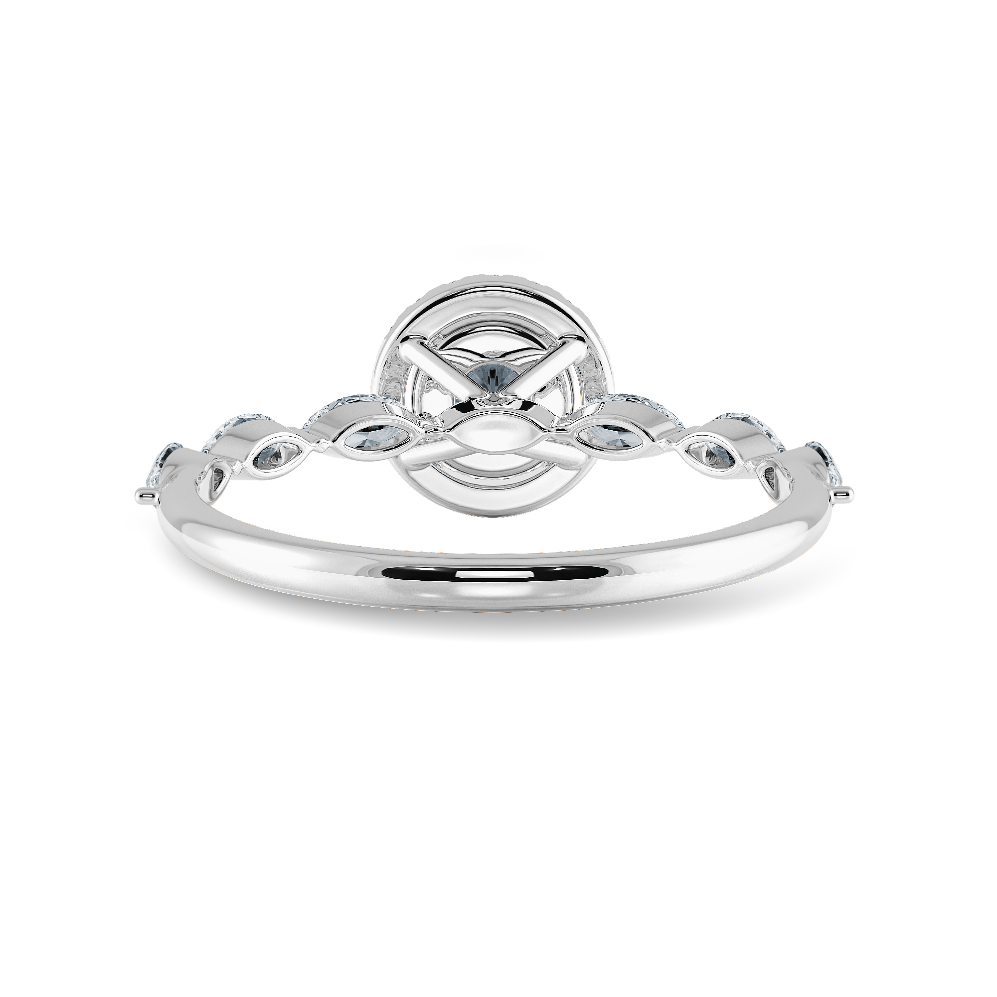 30 Pointer 30-Pointer Solitaire Halo Diamond with Marquise Cut Diamond Accents Pl ...