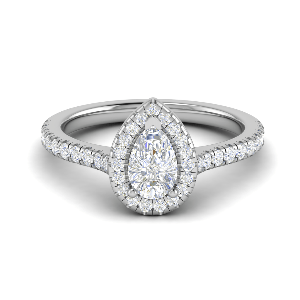 Jewelove™ Rings I VS / Women's Band only 30-Pointer Solitaire Pear Diamond Accents Platinum Ring JL PT RH PS 137