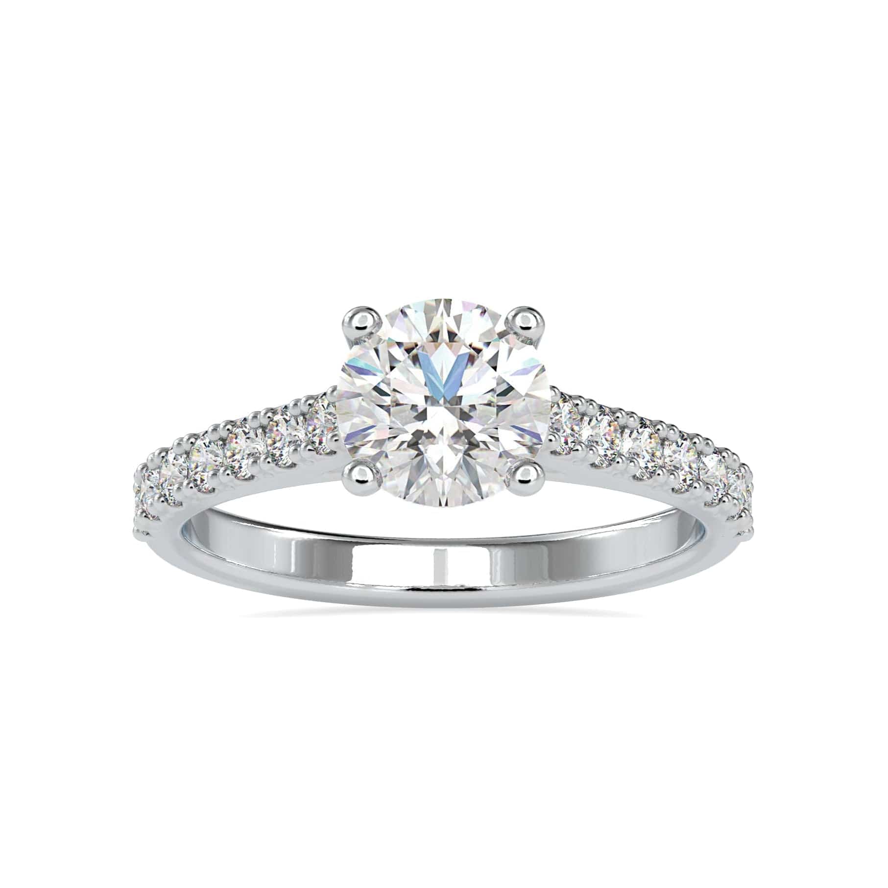 Jewelove™ Rings VS J / Women's Band only 30-Pointer Solitaire Platinum Diamond Shank Engagement Ring JL PT 0025-A