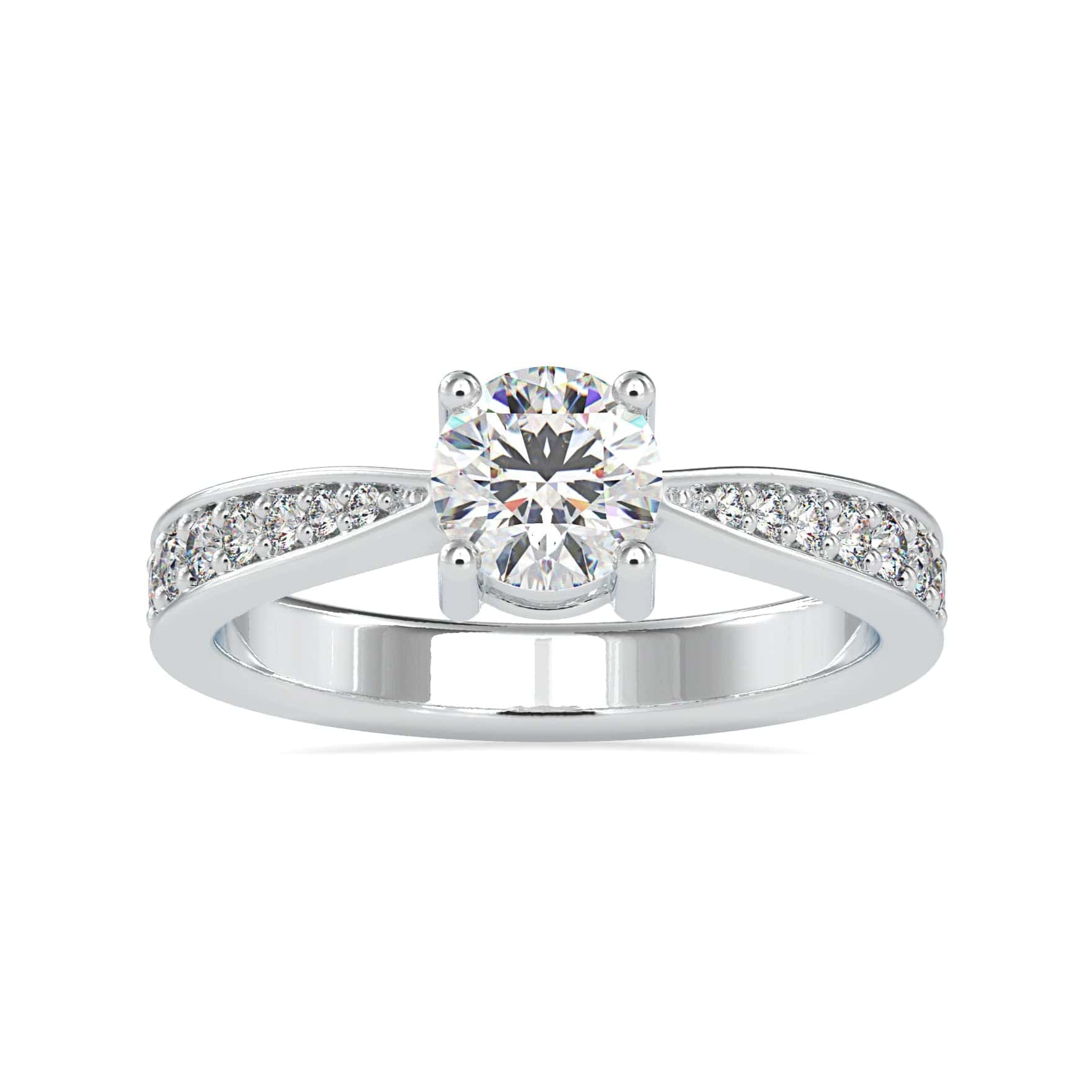 Jewelove™ Rings VS I / Women's Band only 30-Pointer Solitaire Platinum Shank Diamonds Ring JL PT 0168