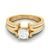 Jewelove™ Rings Women's Band only / VS J 30-Pointer Solitaire with 2-Row Diamond Shank 18K Yellow Gold Ring JL AU G 116Y