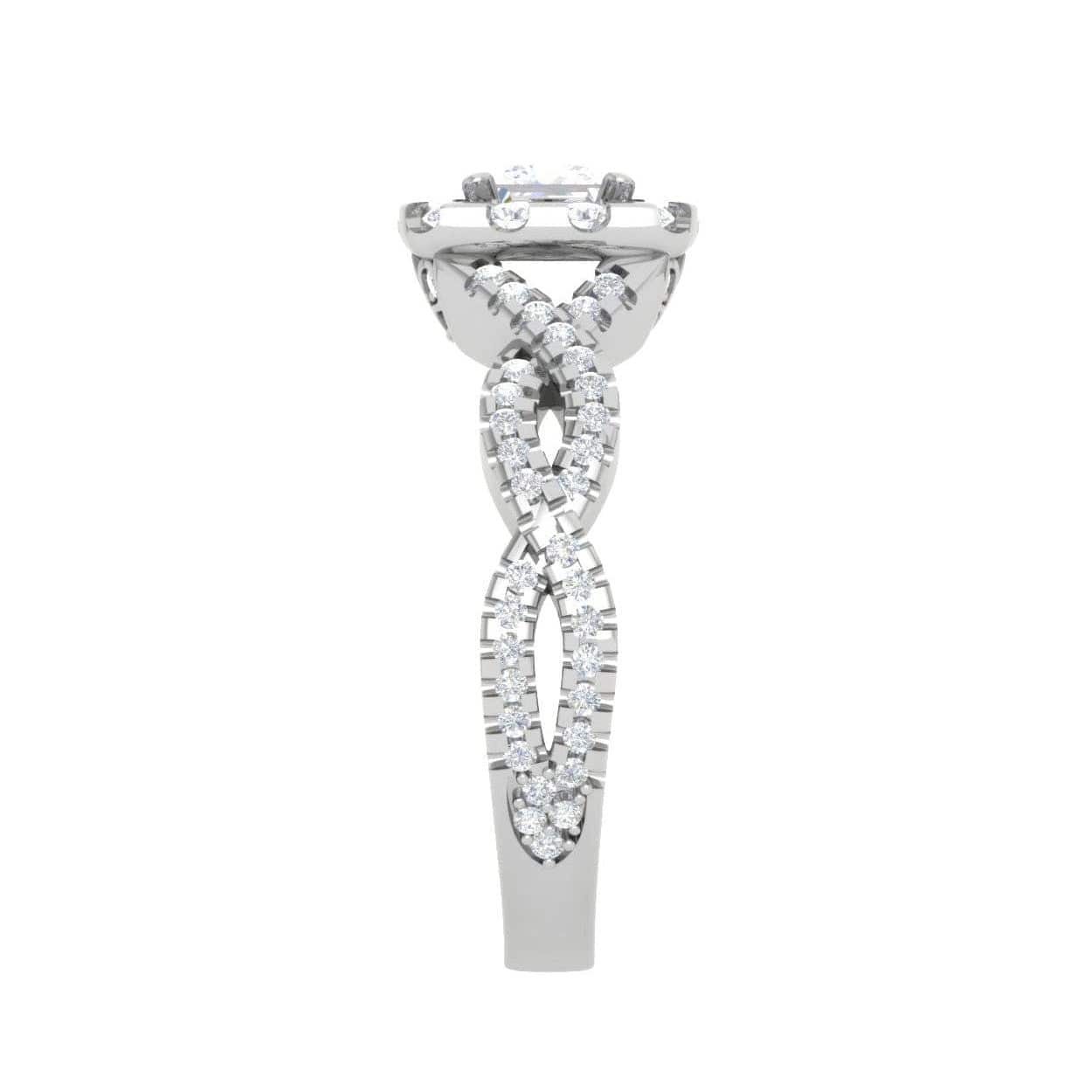 Jewelove™ Rings VS I / Women's Band only 30-Princess Cut Solitaire Halo Diamond Twisted Platinum Engagement Ring JL PT RV PR 151