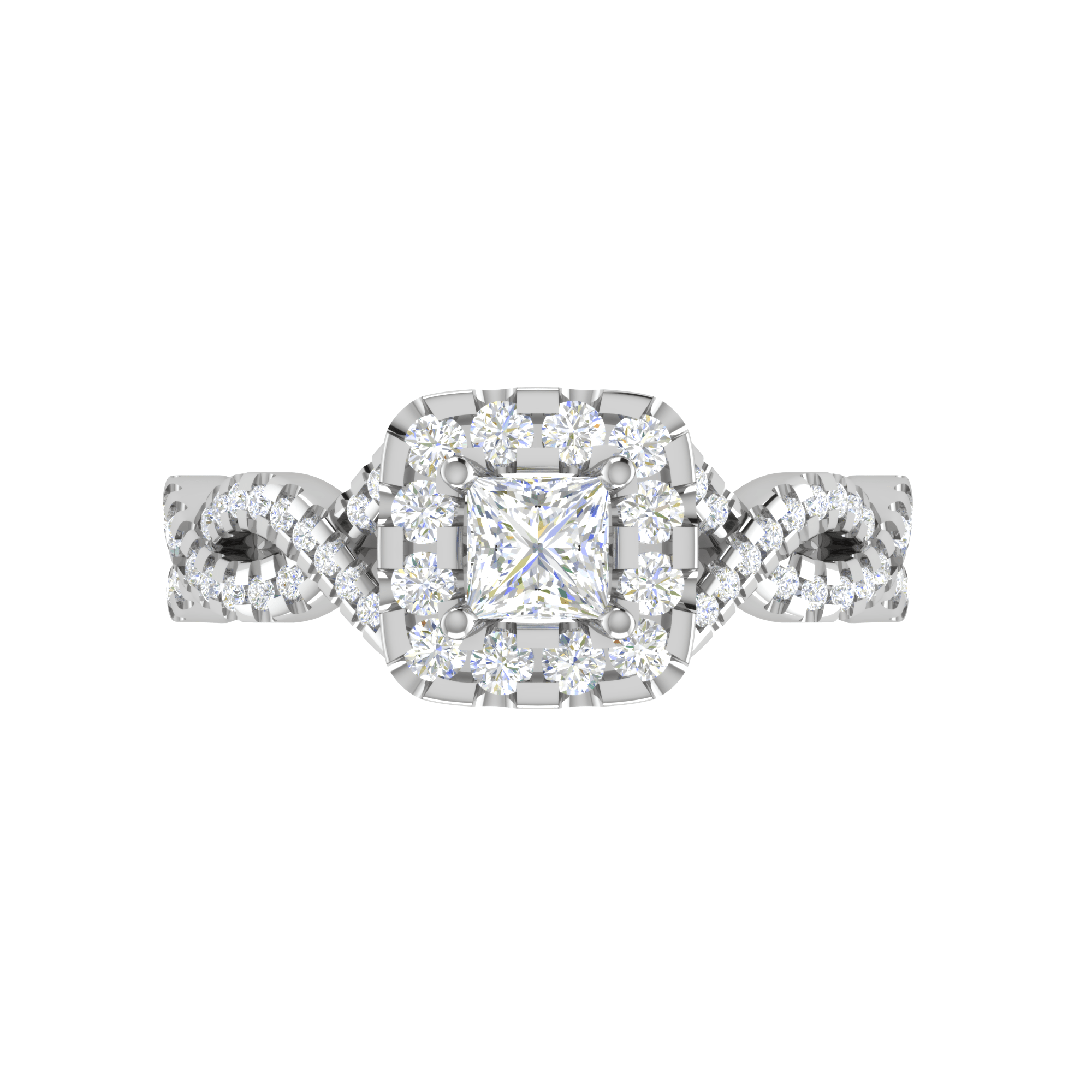 Jewelove™ Rings VS I / Women's Band only 30-Princess Cut Solitaire Halo Diamond Twisted Platinum Engagement Ring JL PT RV PR 151