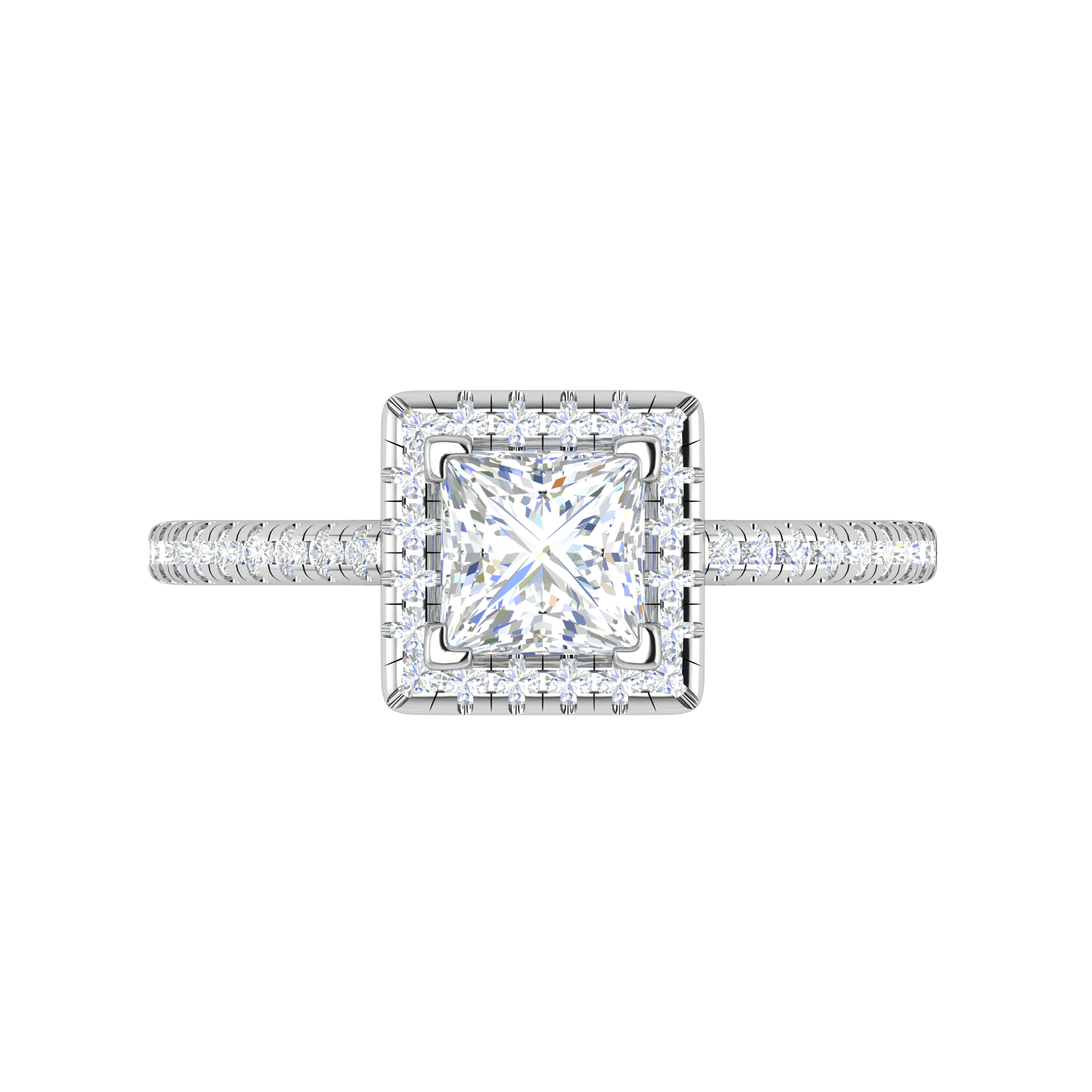 Jewelove™ Rings I VS / Women's Band only 30-Princess Cut Solitaire Square Halo Diamond Shank Platinum Ring JL PT RH PR 117