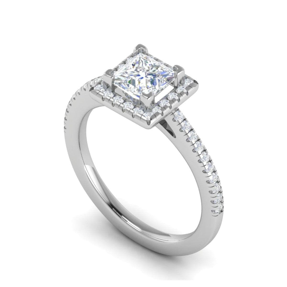 Jewelove™ Rings I VS / Women's Band only 30-Princess Cut Solitaire Square Halo Diamond Shank Platinum Ring JL PT RH PR 117