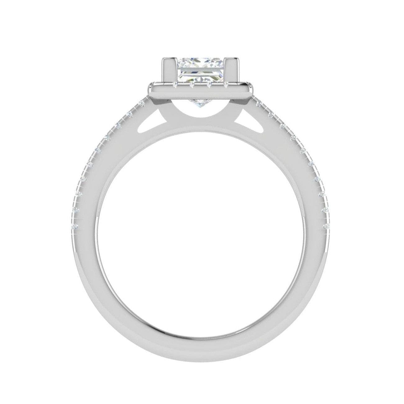 Jewelove™ Rings I VS / Women's Band only 30-Princess Cut Solitaire Square Halo Diamond Shank Platinum Ring JL PT RH PR 117