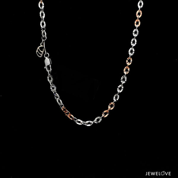 Jewelove™ Chains 3mm Japanese Platinum Rose Gold Chain with Shiny Texture for Women JL PT CH 659R