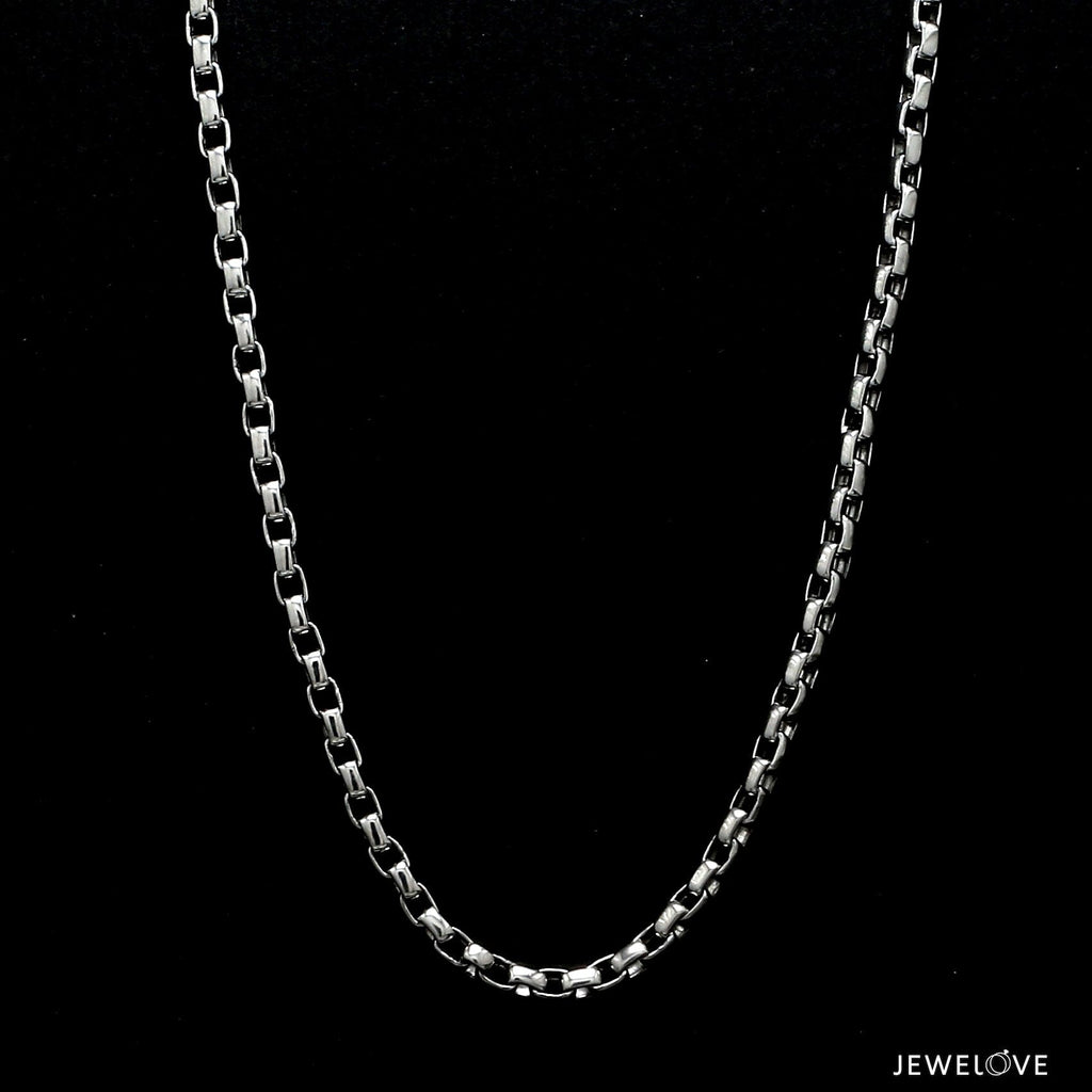Jewelove™ Chains 3mm Thick Platinum Box Chain for Men JL PT 702 - Men