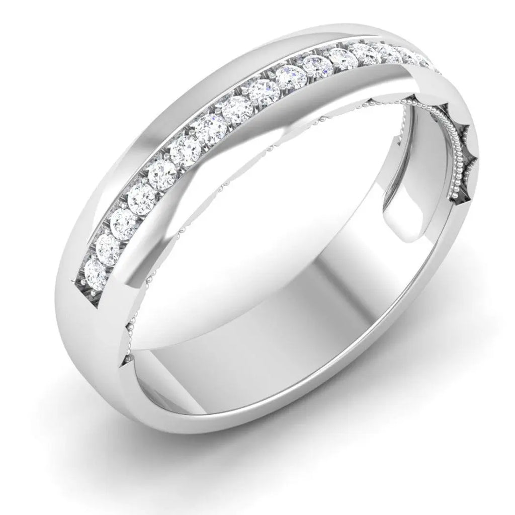 Jewelove™ Rings SI IJ / Women's Band only 4.5mm Broad Half Eternity Ring with Diamonds in Platinum JL PT 435