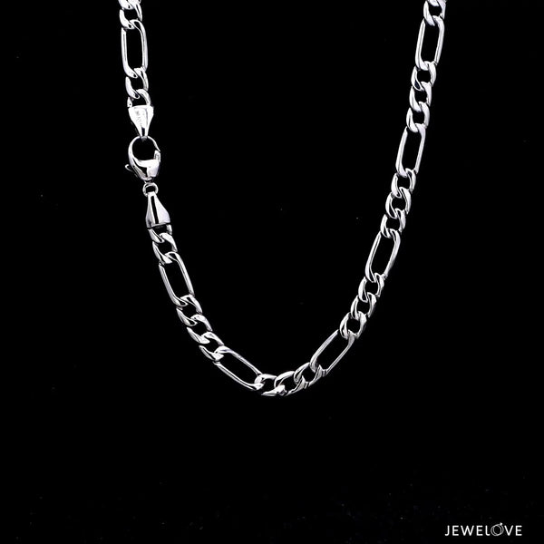 Jewelove™ Chains 4.5mm Linked Figaro Platinum Sachin Chain for Men JL PT CH 717