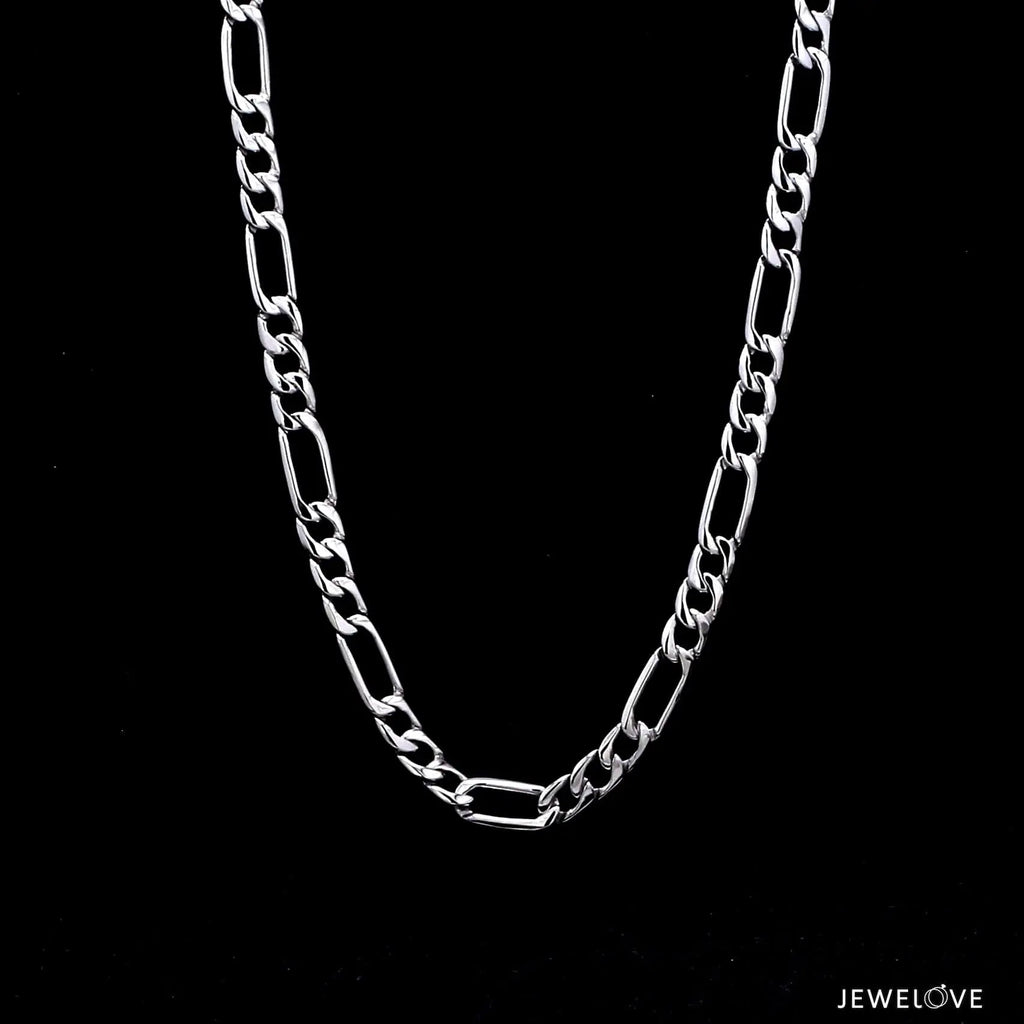 Jewelove™ Chains 4.5mm Linked Figaro Platinum Sachin Chain for Men JL PT CH 717