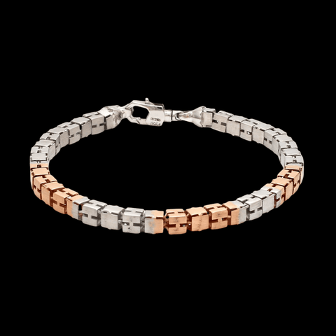 4.5mm Platinum Rose Gold Bracelet with Hi-Polish & Matte Finish for Men JL PTB 1178