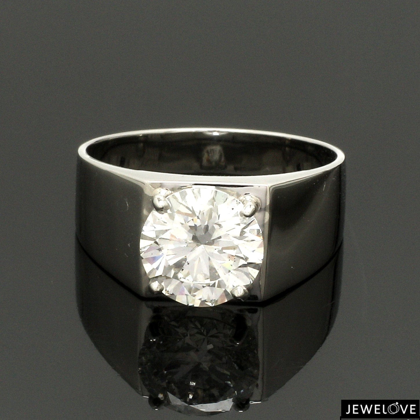 4-Carat Lab Grown Solitaire Platinum Ring for Men JL PT LG 1391
