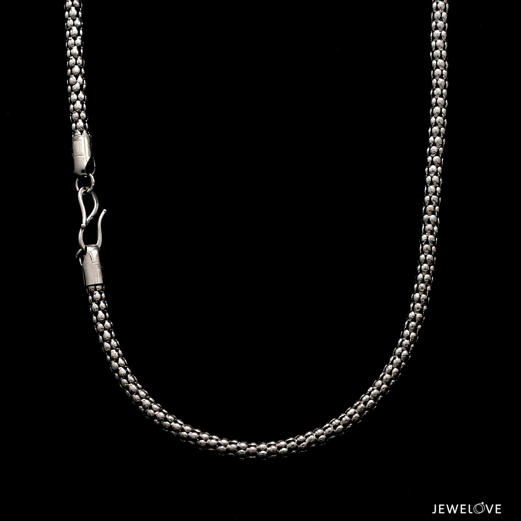 Jewelove™ Chains 4mm Japanese PopCorn Platinum Chain for Men JL PT CH 1004-B
