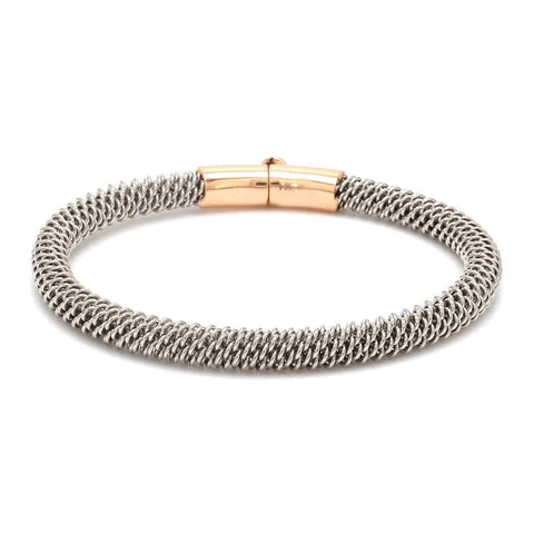 5.5mm Platinum & Rose Gold Bracelet for Men JL PTB 1087
